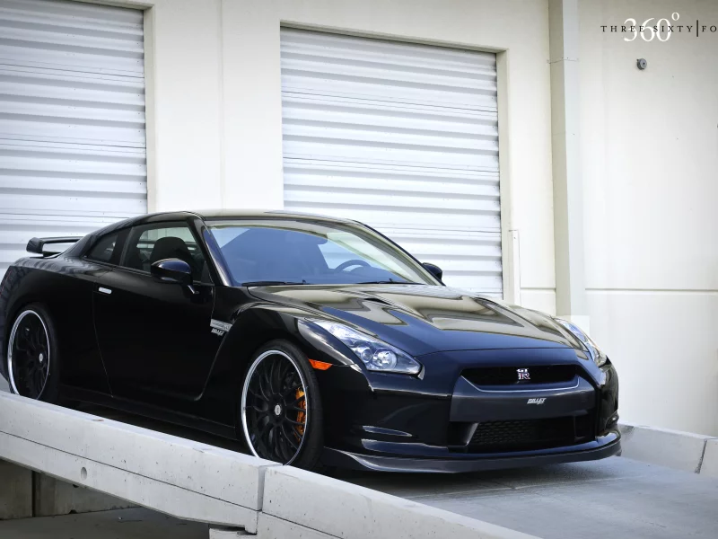 gt-r, ниссан, чёрный, 360 three sixty forged, black, передняя часть, nissan