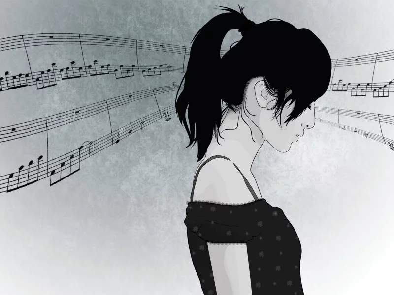 music, ноты, музыка, black hair