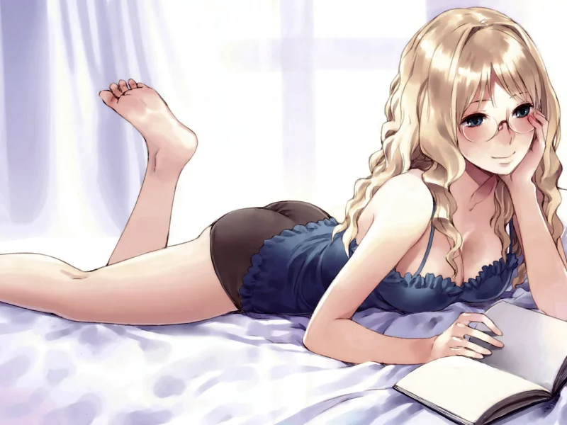 очки, аниме, книга, девушка