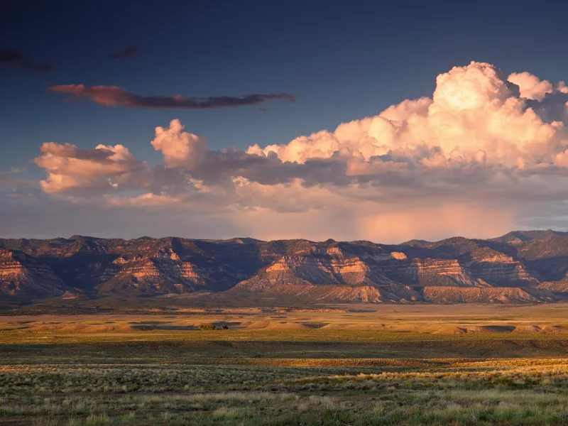 юта, utah, закат, облака, долина, горы
