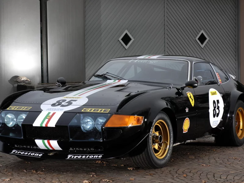 спорткар, ferrari 365 gtb 4 daytona competizione, полосы, номер, ferrari