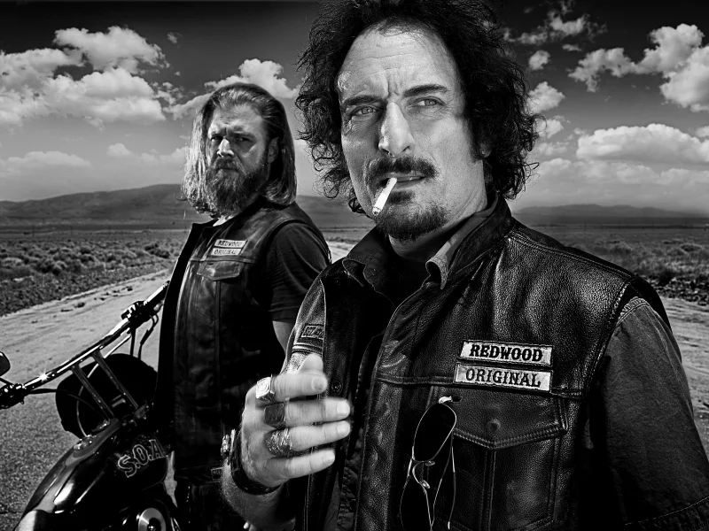 байкеры, дети анархии, сериал, чб, sons of anarchy