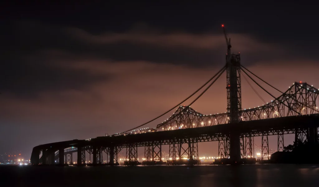 san francisco, калифорния, bay bridge, california, night