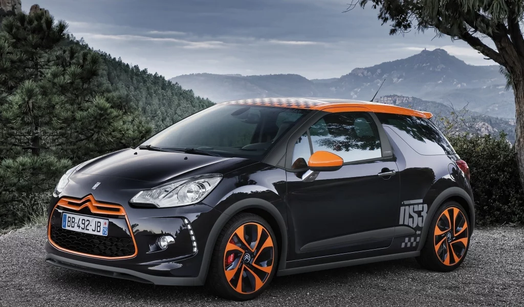чёрный, ситроен, горы, дс3, небо, пейзаж, дерево, citroen, рэйсинг, ds3, racing