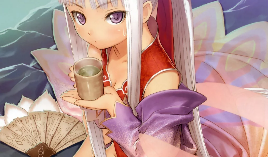девушка, tony taka, тони така, чай, веер, shining tears x wind, арт