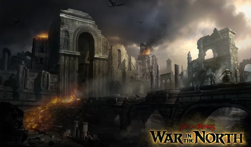 назгул, руины, ringwraith, osgiliath, wall, пожар, nazgul, war in the north, война севера, game wallpapers, the lord of the rings, властелин колец, осгилиат