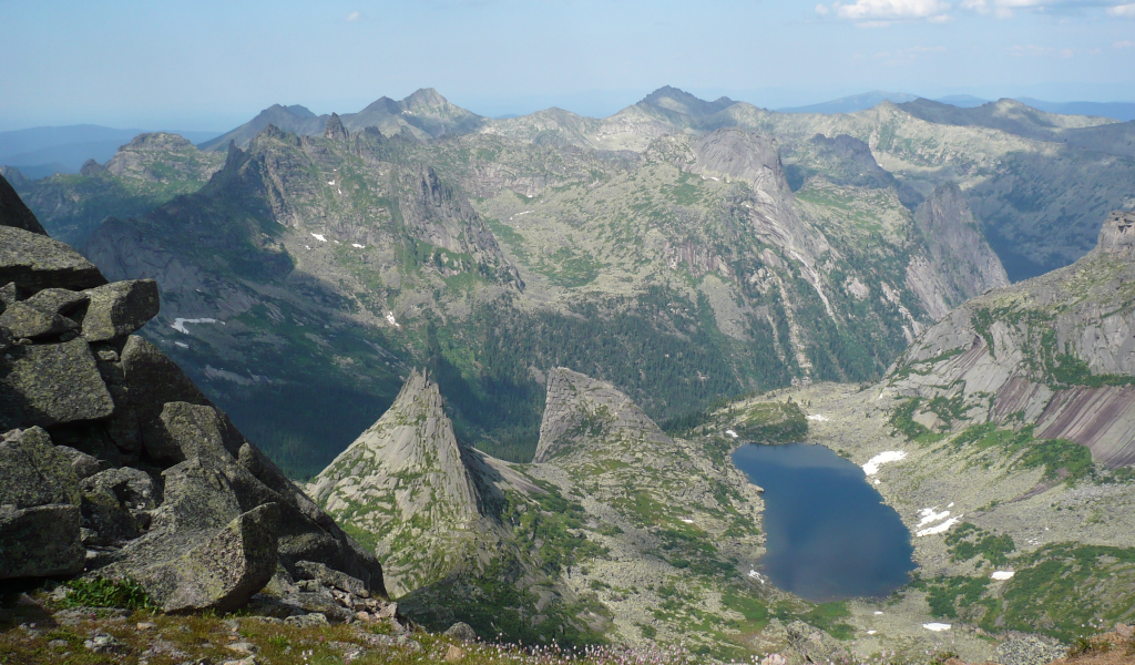 горы, скалы, парабола, небо, туман