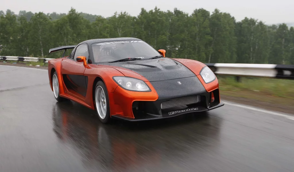 скорость, mazda, rx7, дорога