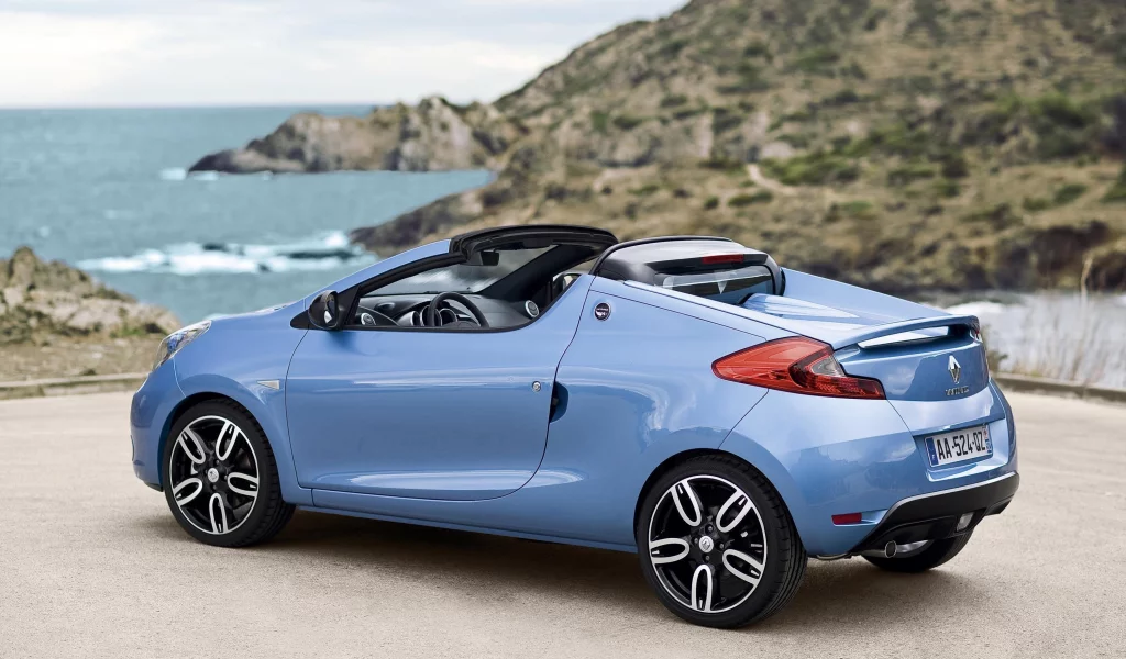 фон, море, кабриолет, renault wind, диски