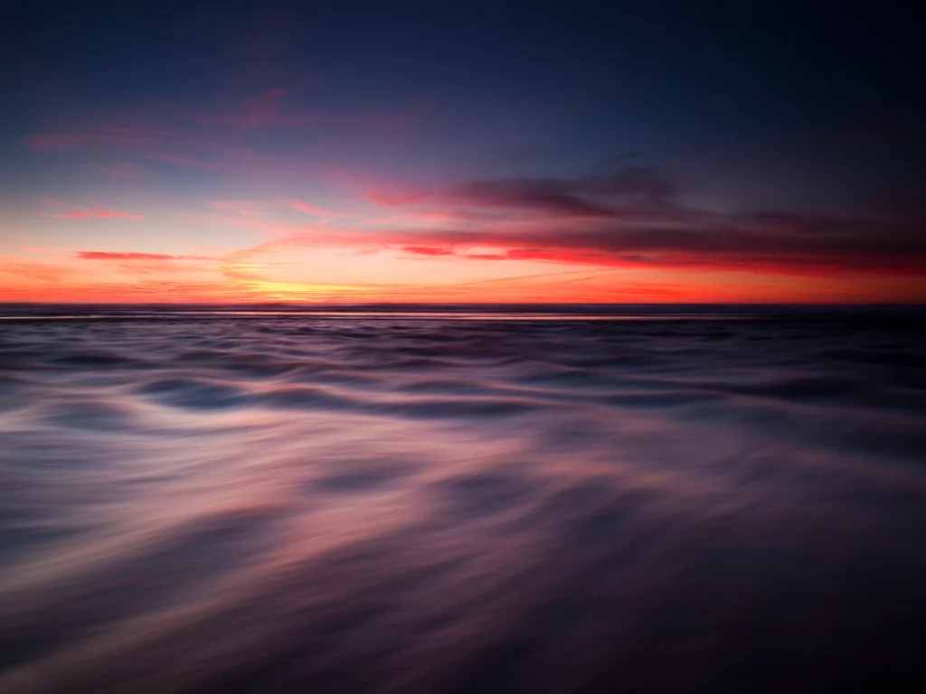 вечер, море, гладкость, небо