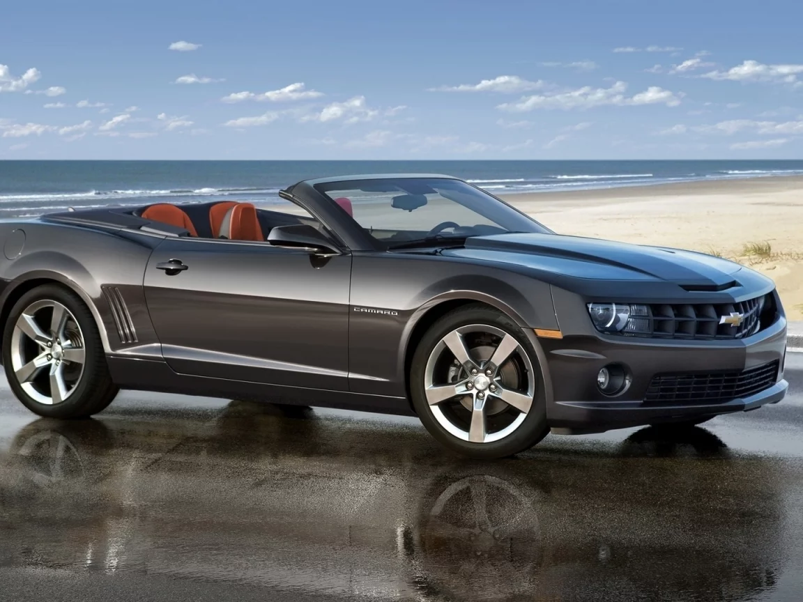 camaro, пляж, дорога