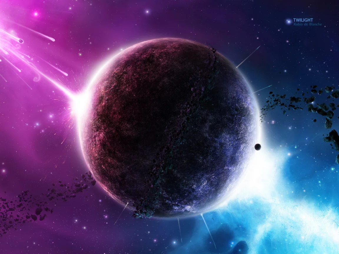 twilight, planet, звезды, планета, метеориты, robin de blanche, цвета, сверкание, stars