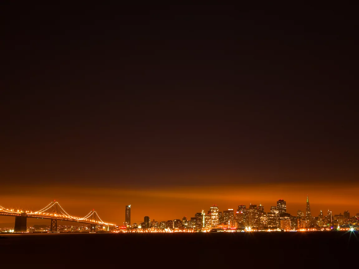 здания, вода, мост, город, небо, сан-франциско, ночь, огни, san francisco