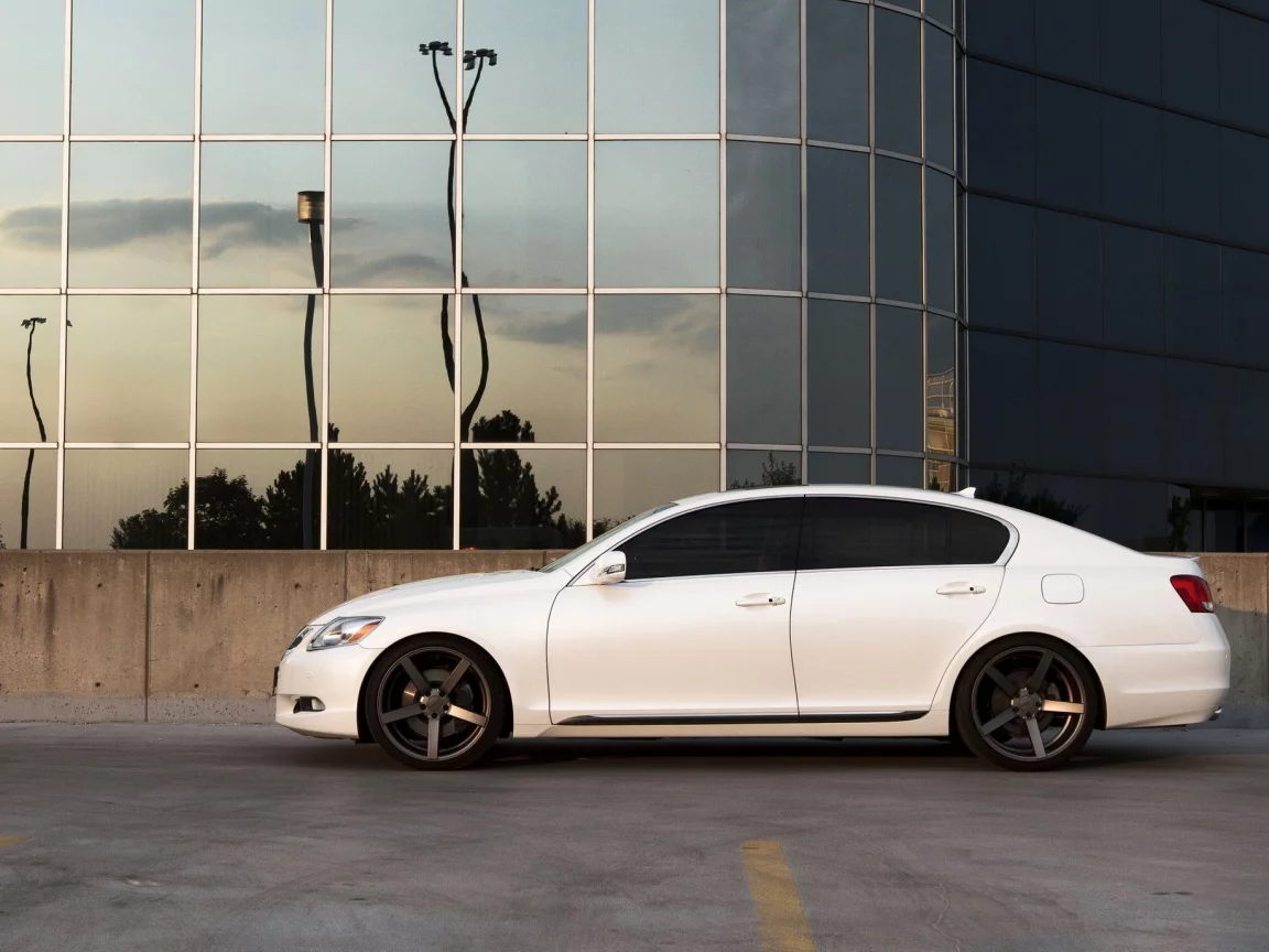 отражение, лексус, lexus gs, здание, парковка