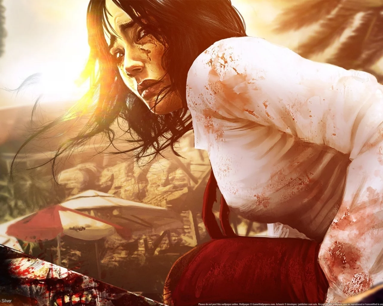 зомби, мачете, dead island, кровь