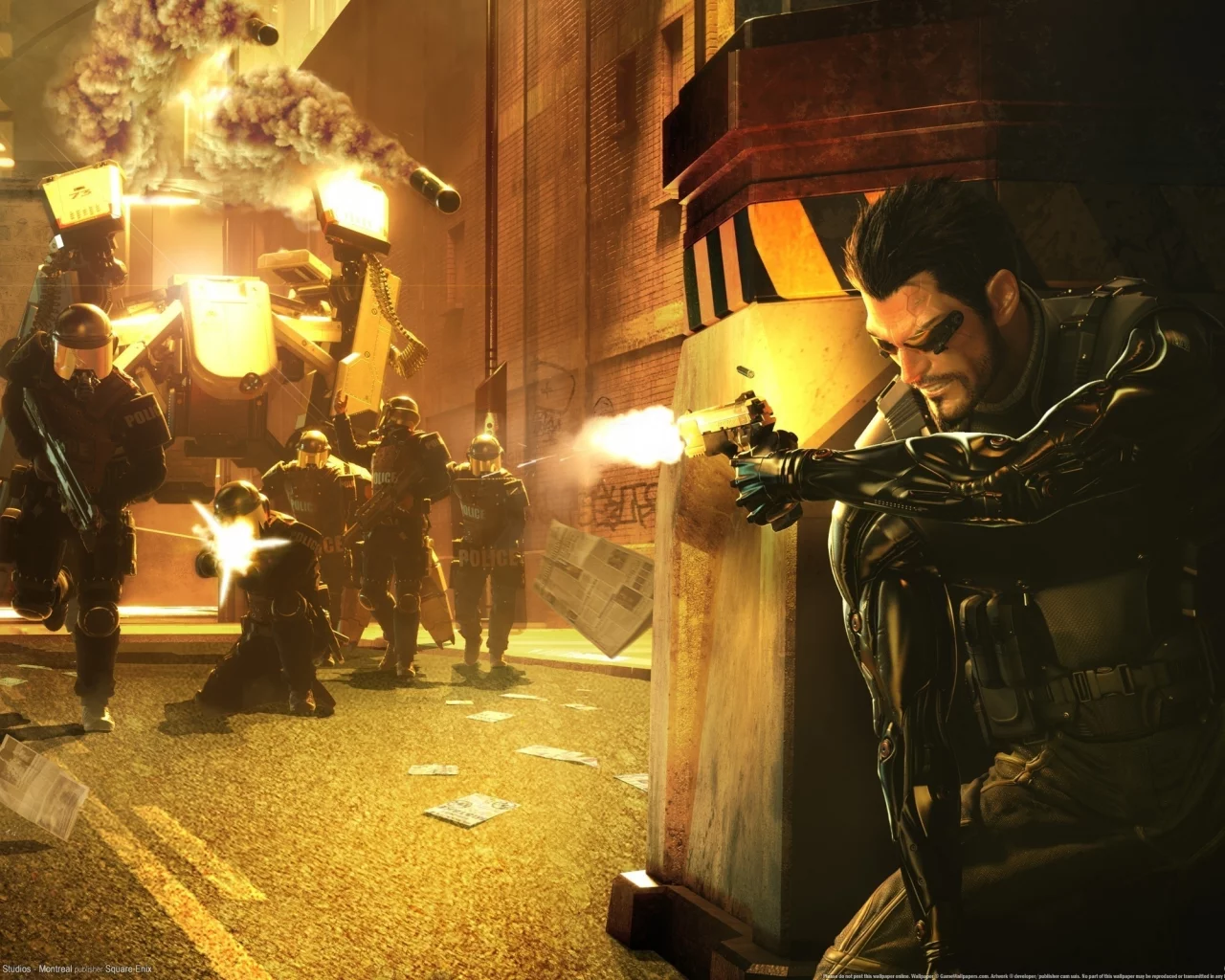 полиция, оружие, игра, deus ex, human revolution, дженсен