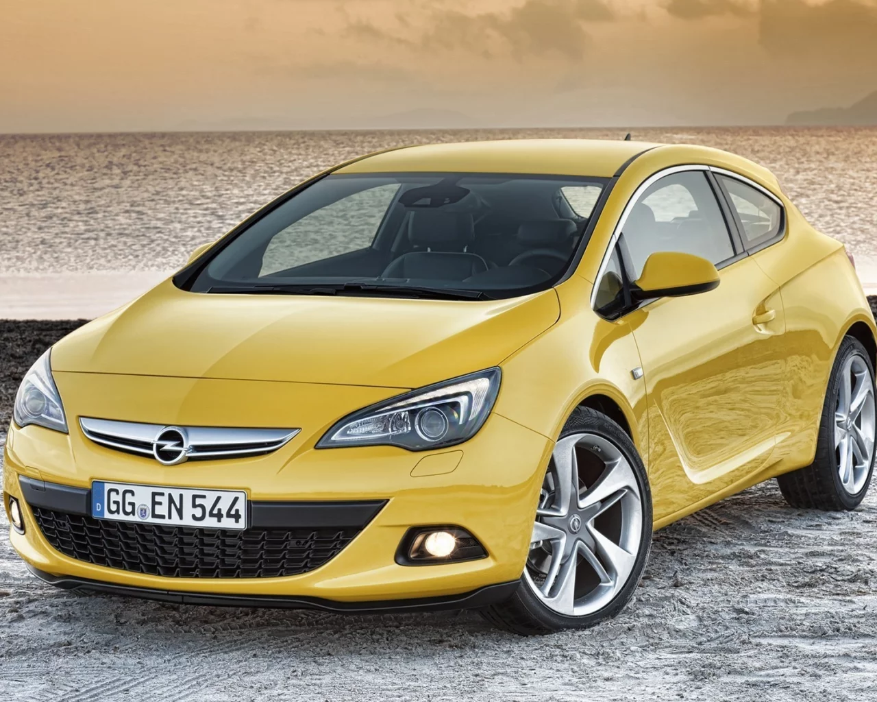 желтый, opel, astra, gtc