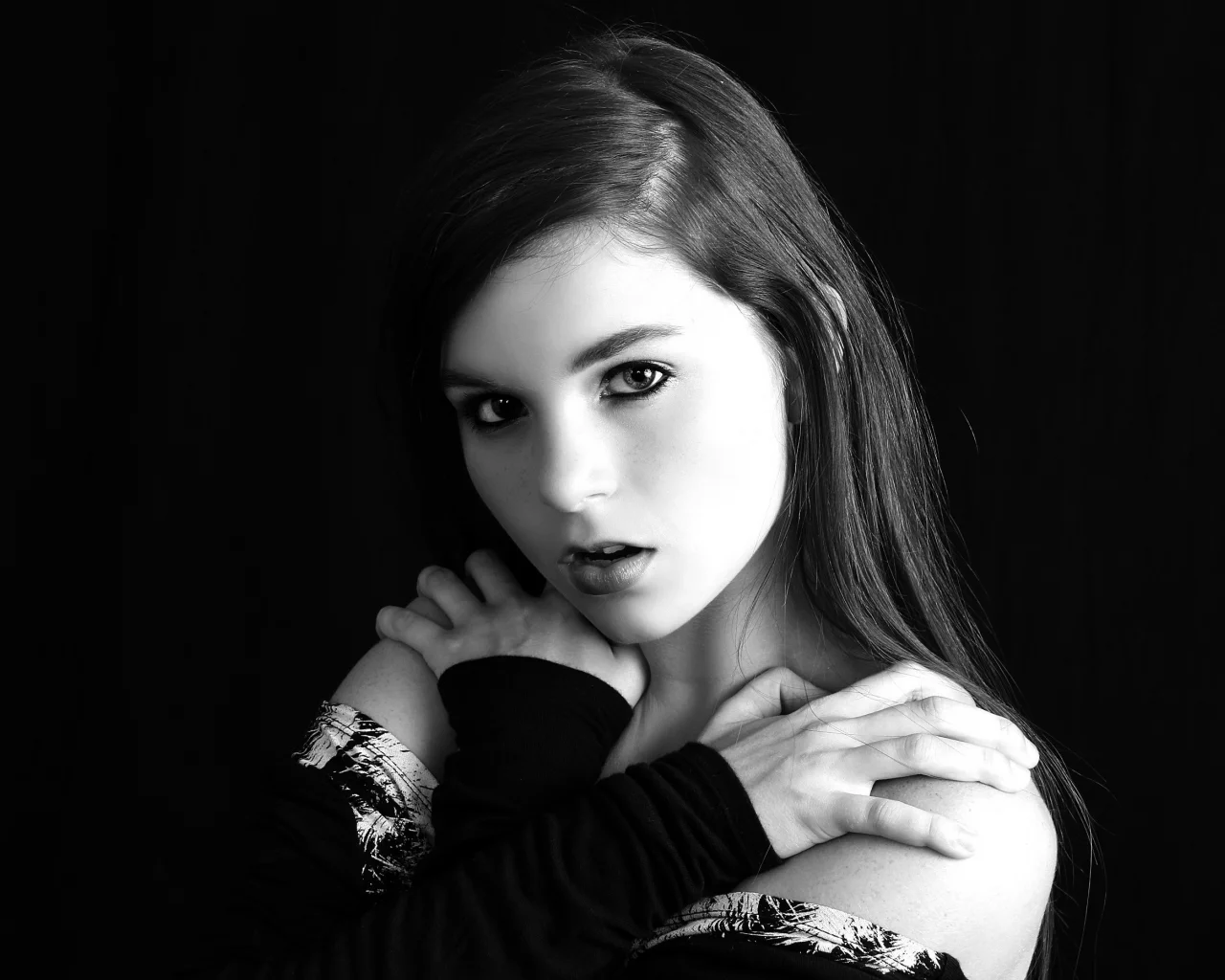black & white, милая, красивая, портрет
