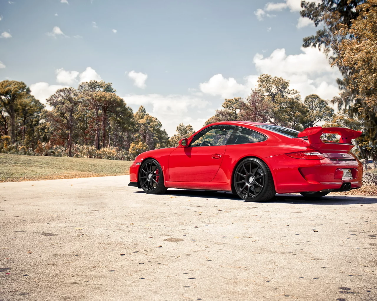 асфальт, 997 gt3, turbo, porsche, красная