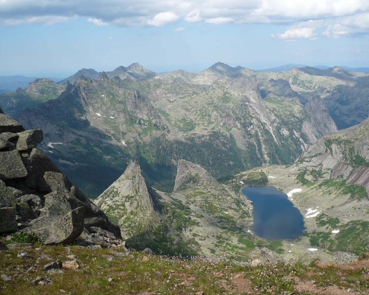 горы, скалы, парабола, небо, туман