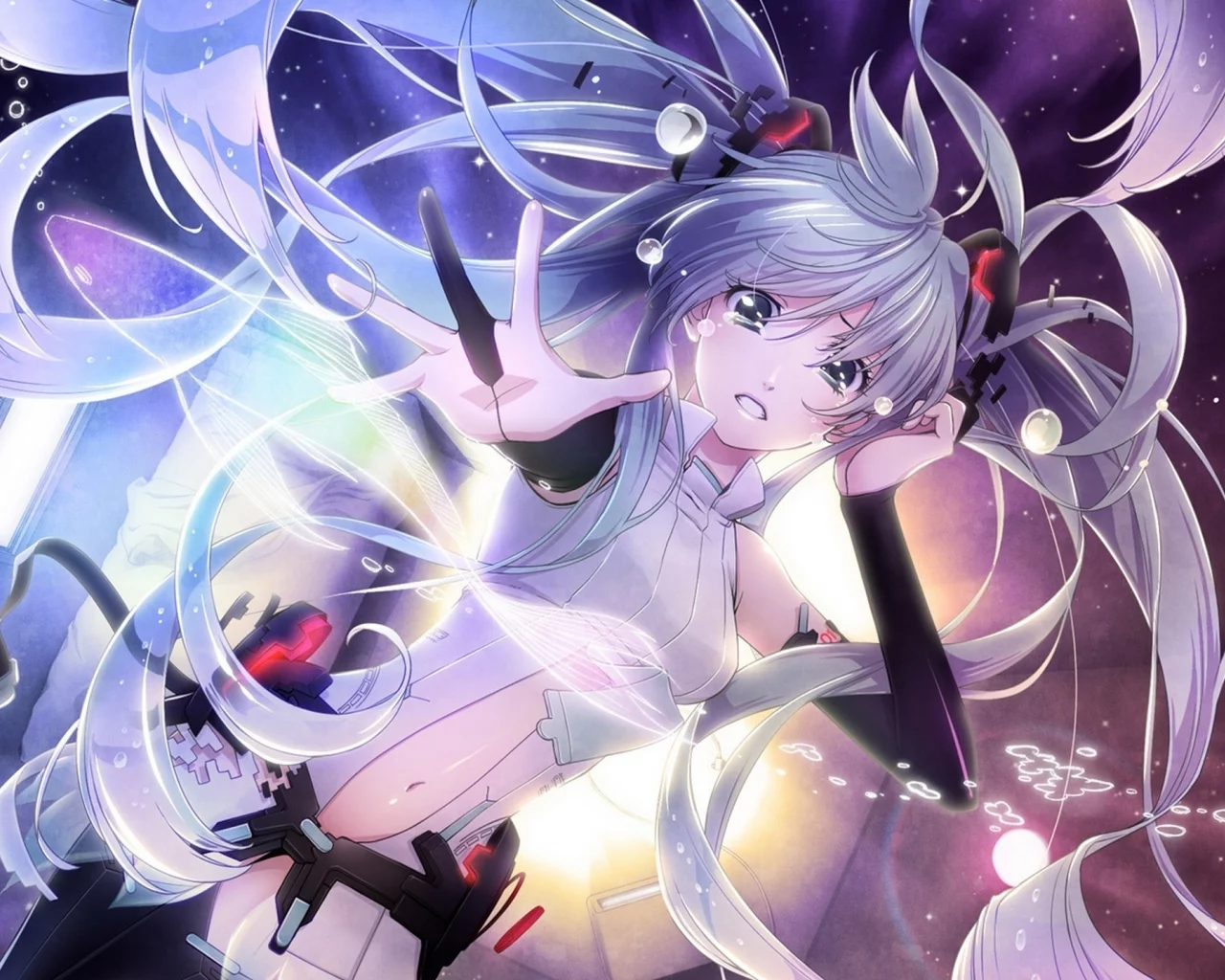 слёзы, рука, vocaloid, hatsune miku, вокалоид, волосы