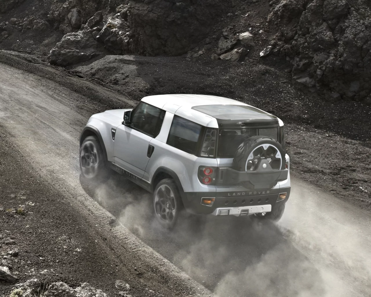 land rover, вид сзади, concept, ленд ровер, пыль, дс100, дорога, внедорожник, dc100, концепт, джип