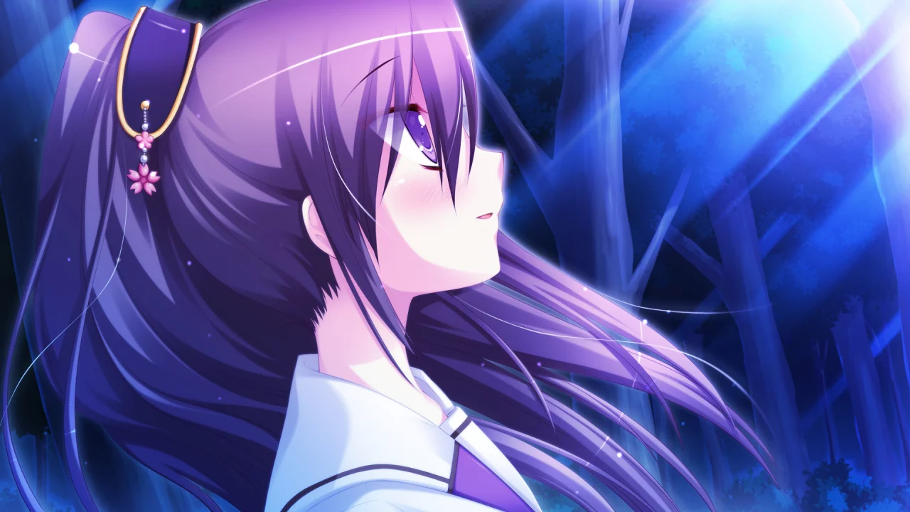 hyper highspeed genius, глаза, волосы, лес, tojoin kyoka, фиолетовые, девушка, луч