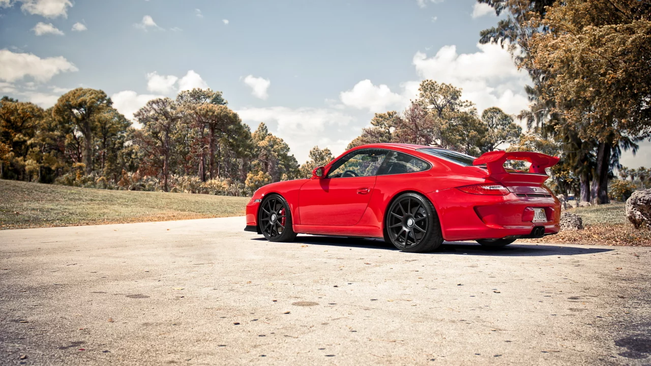 асфальт, 997 gt3, turbo, porsche, красная