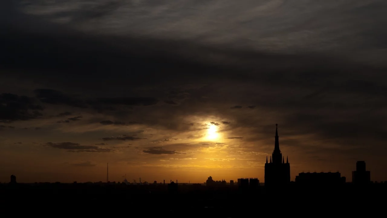 город, тучи, закат, облака, москва, кремль