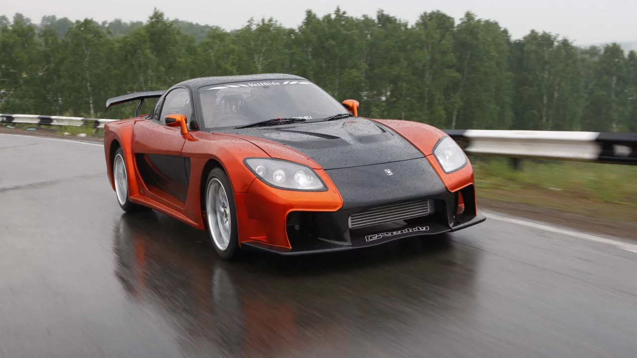 скорость, mazda, rx7, дорога