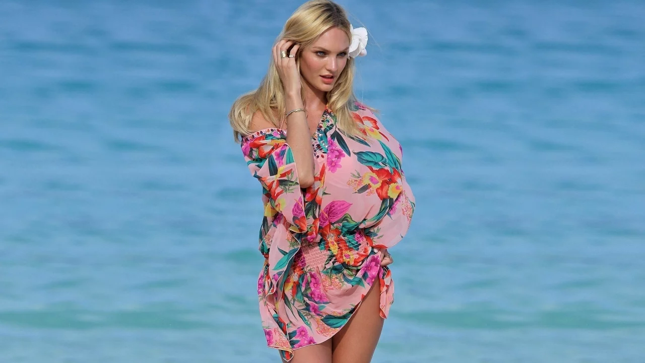 платье, models, фото, candice swanepoel, девушка, фигура, взгляд, пляж