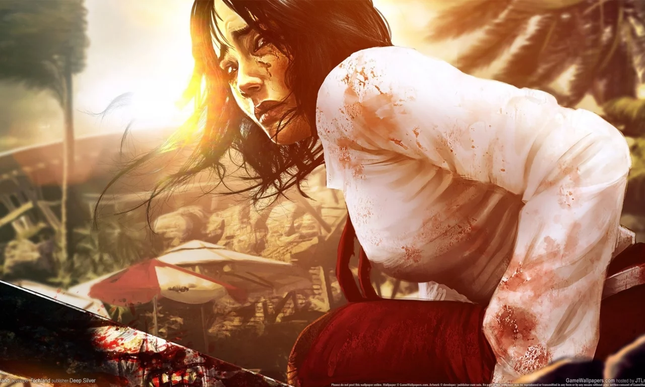 зомби, мачете, dead island, кровь