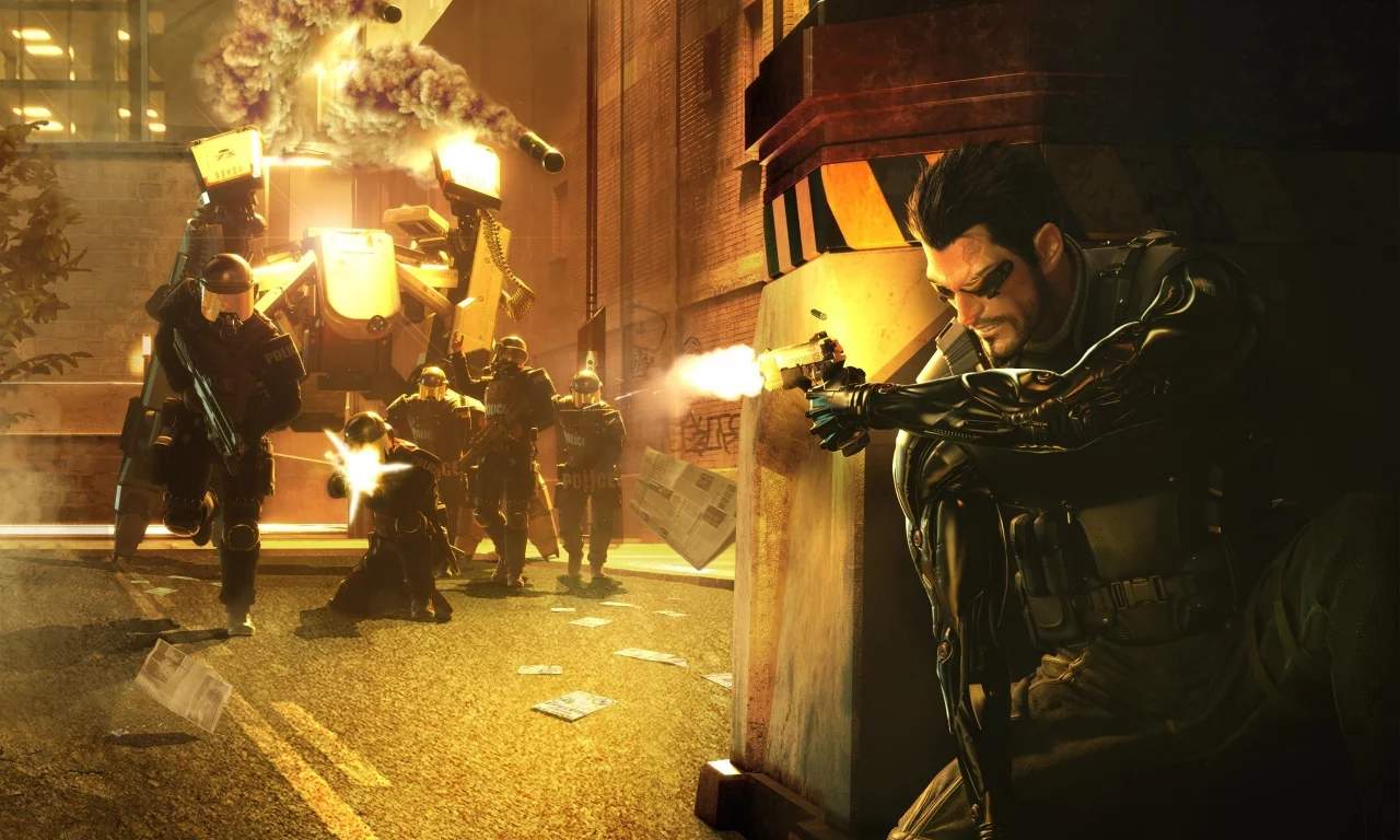 полиция, оружие, игра, deus ex, human revolution, дженсен