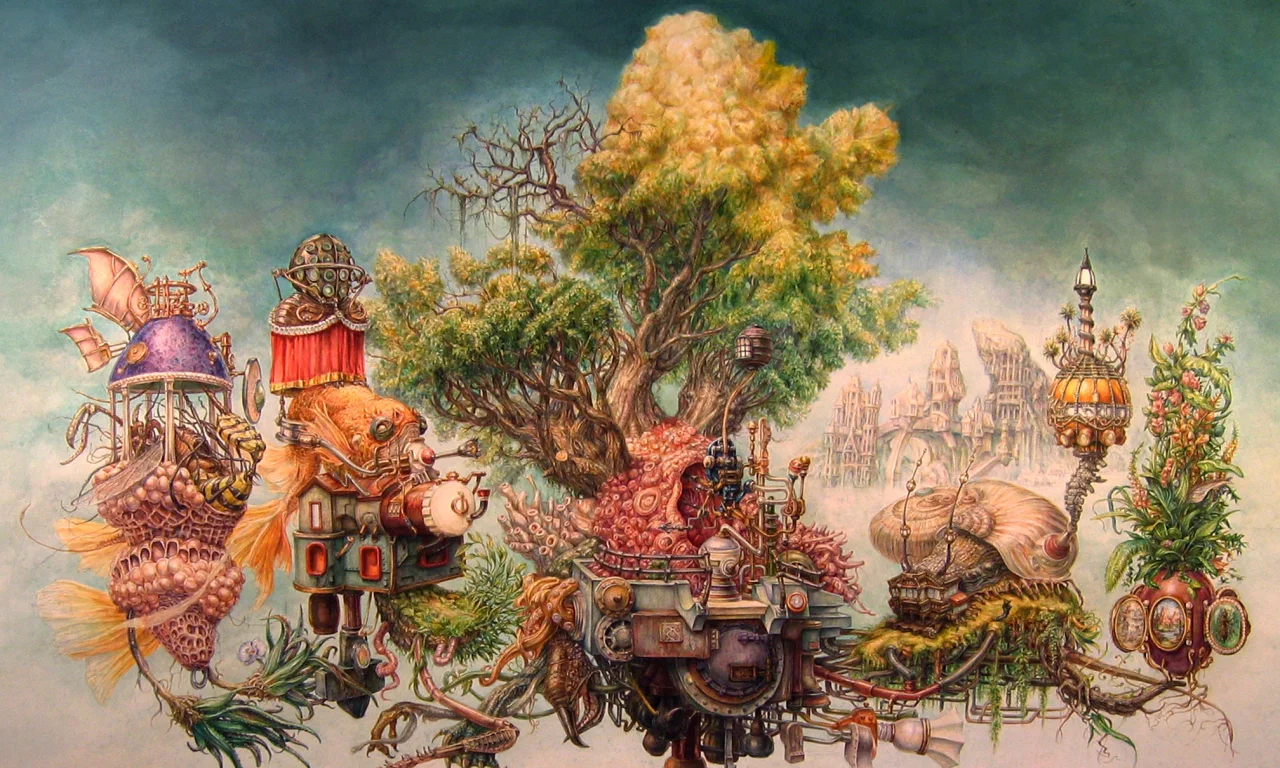 сюрреализм, ben blatt, цветы, графика