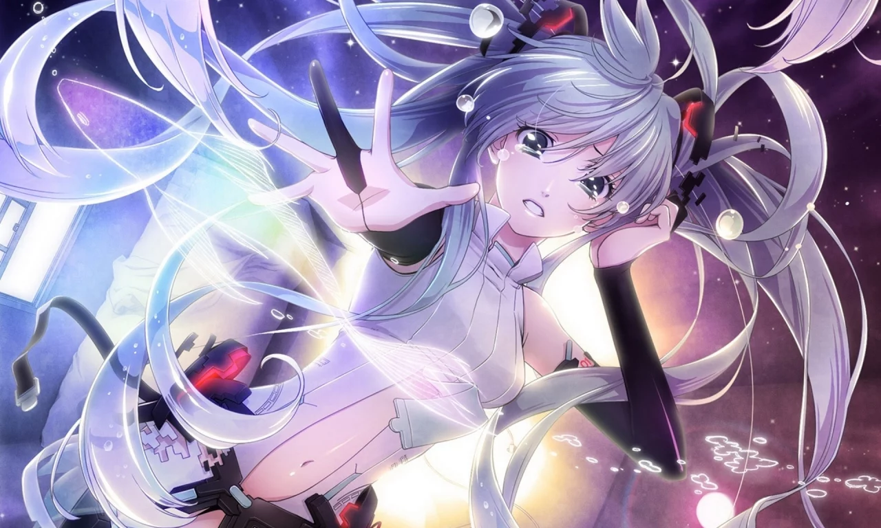слёзы, рука, vocaloid, hatsune miku, вокалоид, волосы