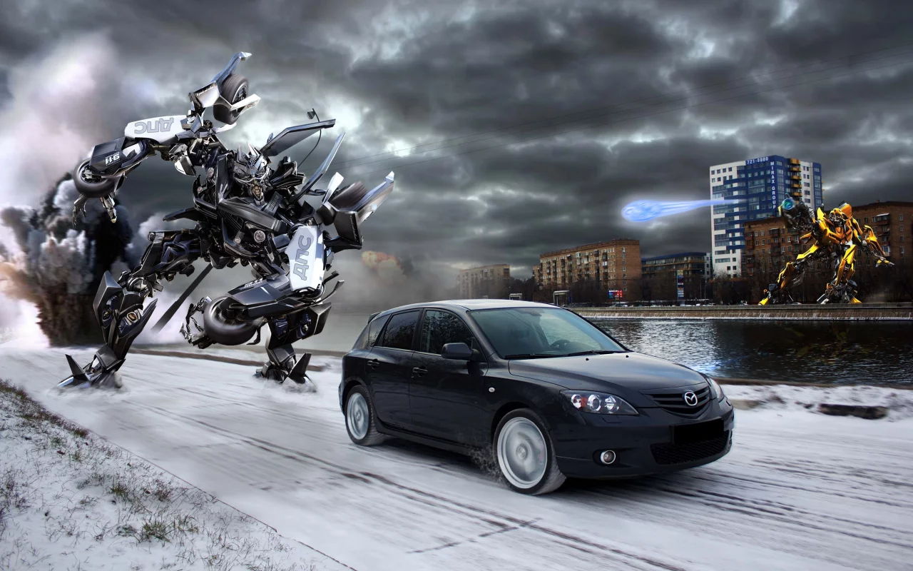 mazda3, город, трансформеры