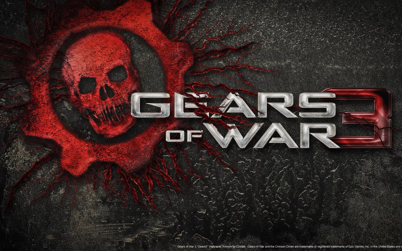 шестеренка, череп, gears of war 3, кровь