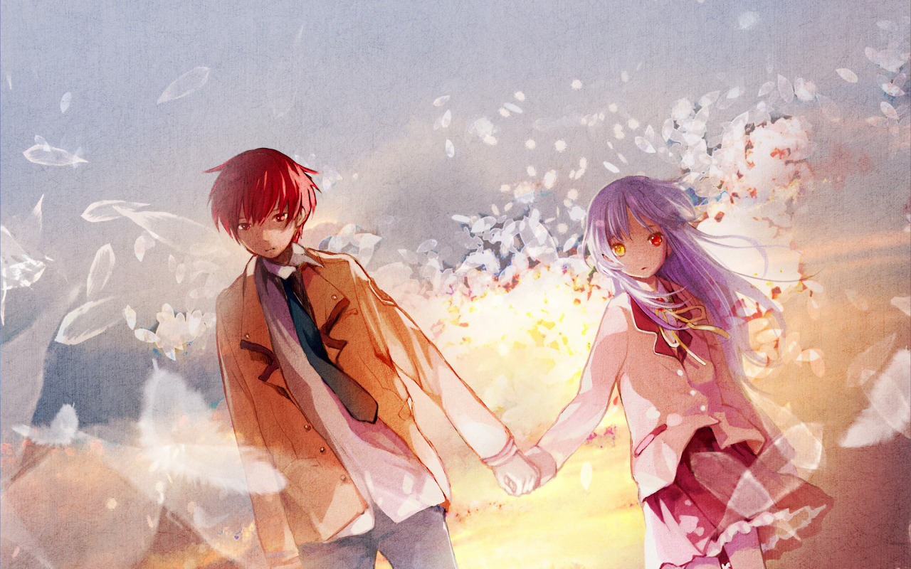 angel beats, boy, angel, girl