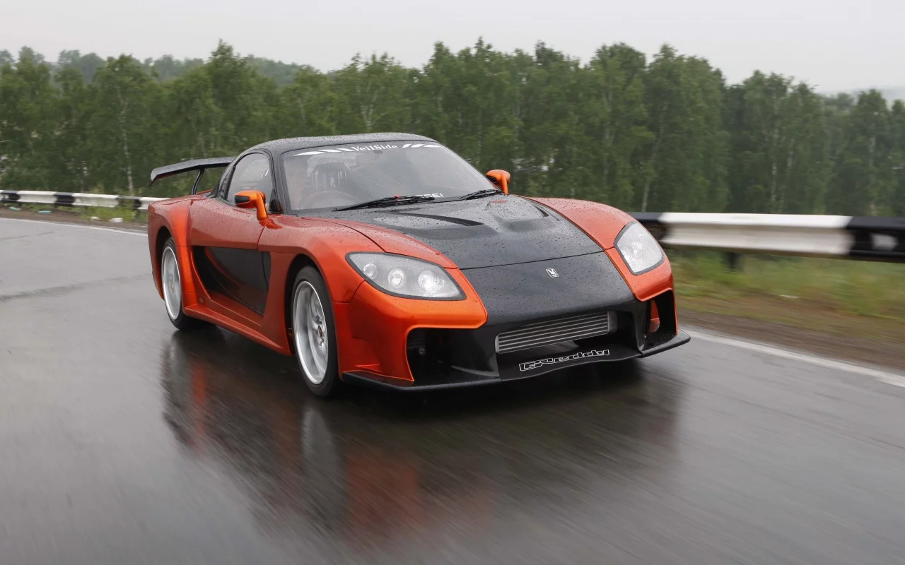 скорость, mazda, rx7, дорога