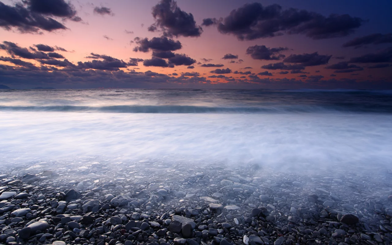 камни, облака, берег, море, небо