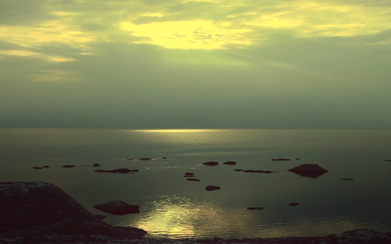 пляж, море, небо, закат