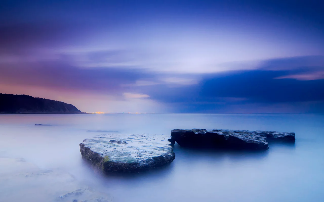 закат, море, камни