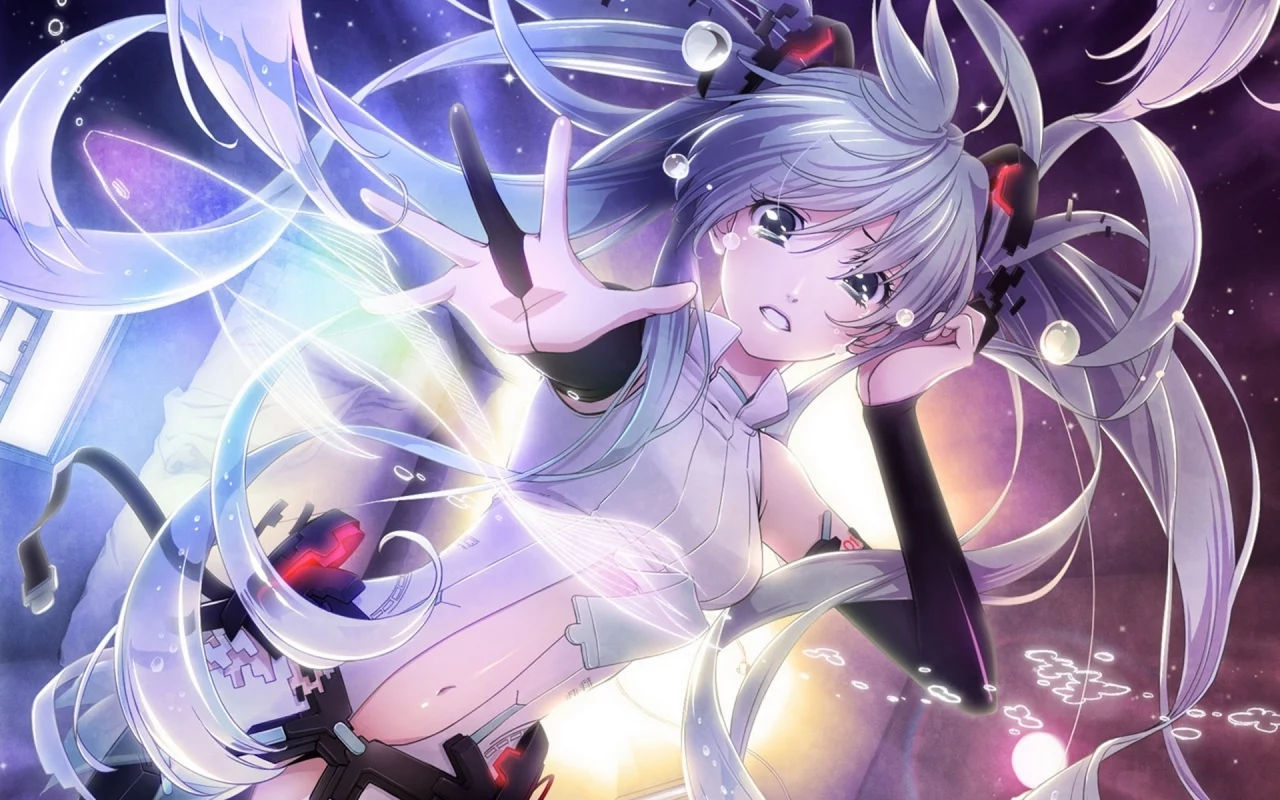слёзы, рука, vocaloid, hatsune miku, вокалоид, волосы