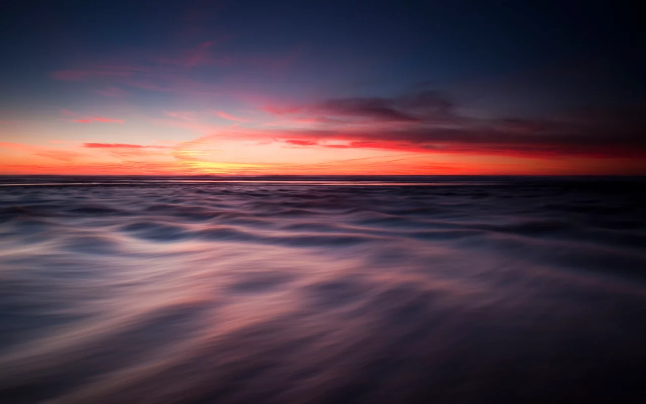 вечер, море, гладкость, небо