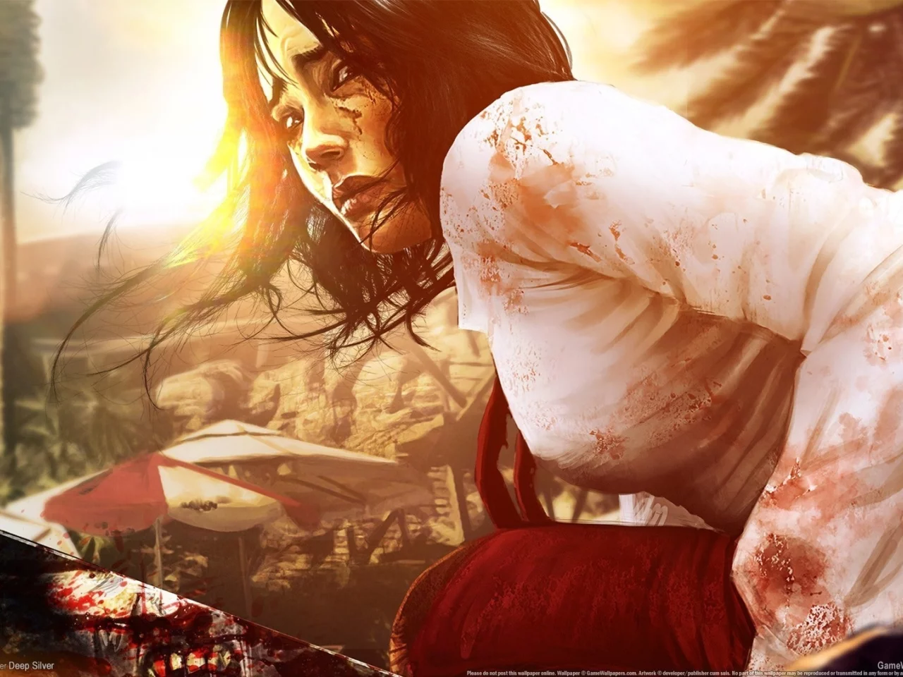 зомби, мачете, dead island, кровь