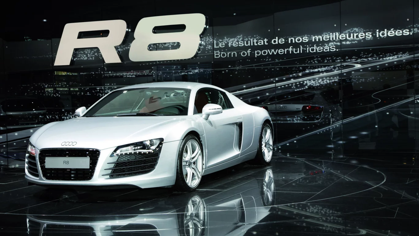 авто, r8, надпись, audi, отражение