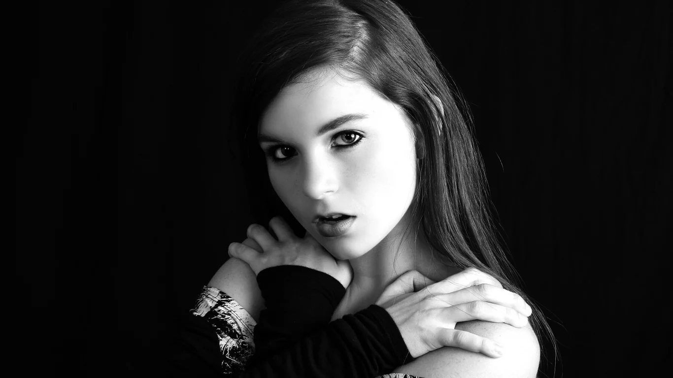 black & white, милая, красивая, портрет
