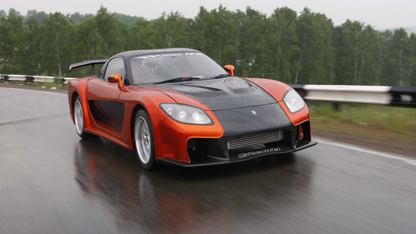 скорость, mazda, rx7, дорога
