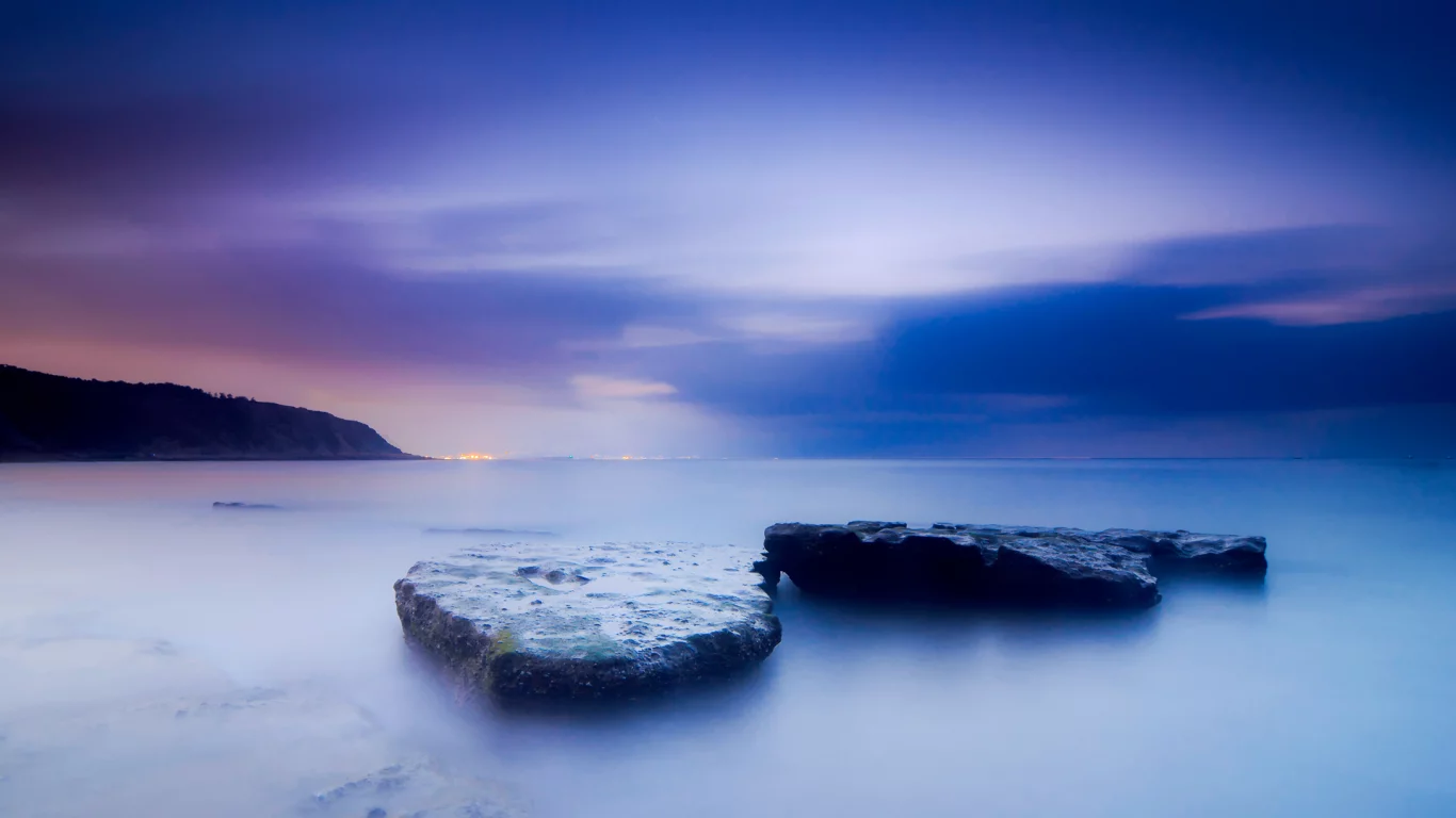 закат, море, камни