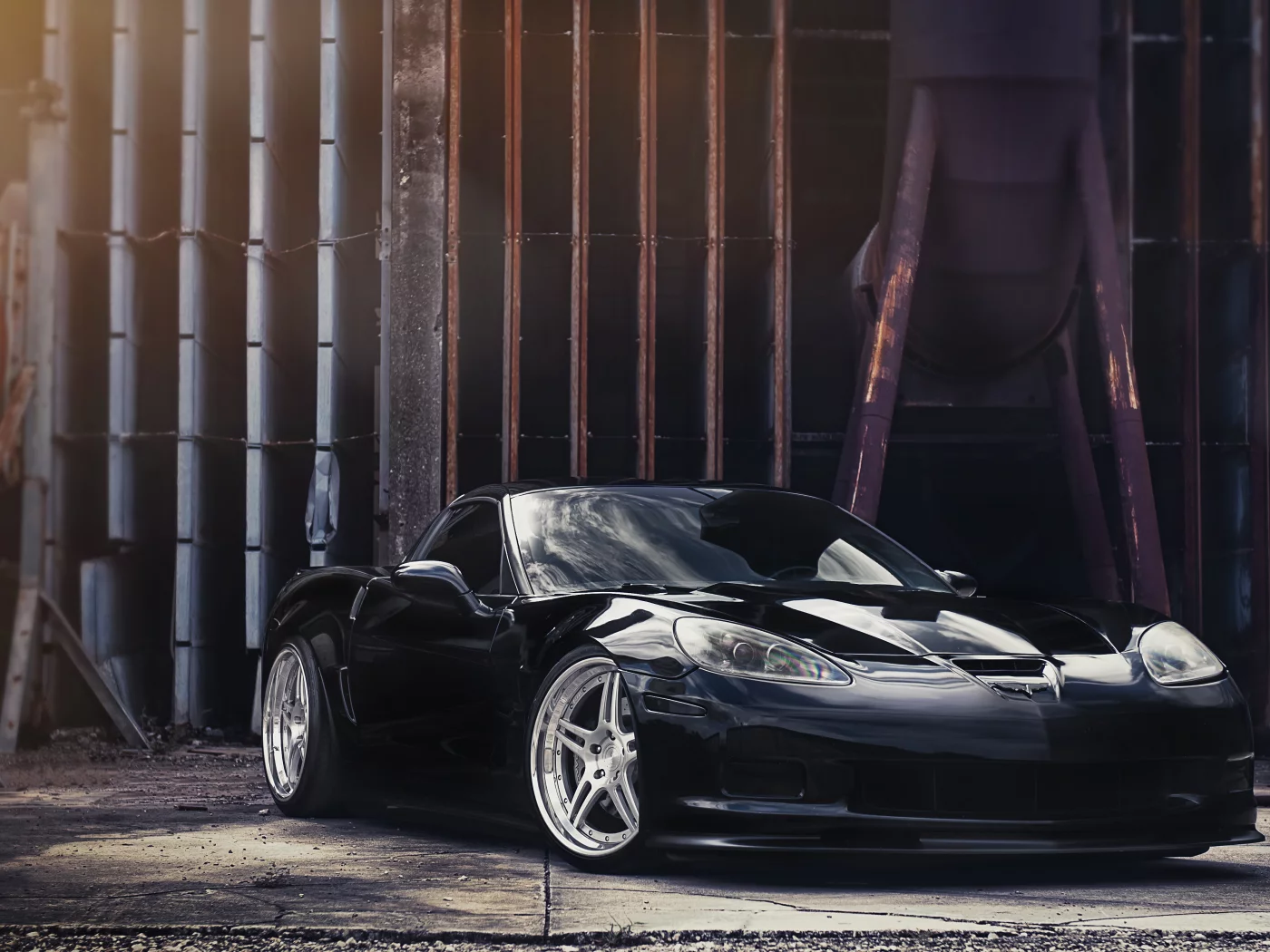 z06, chevrolet, corvette, чёрный, black, отражение, шевроле, корвет